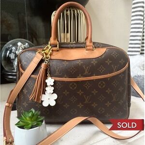 SOLD -💎 Authentic Louis Vuitton Deauville Hand Bag Monogram Leather Brown